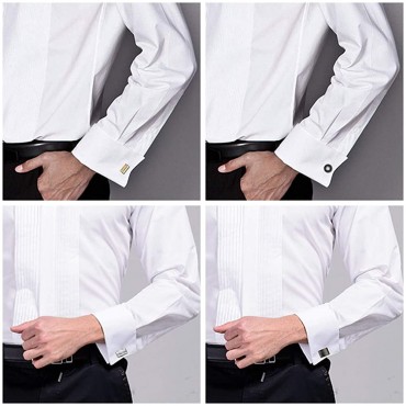 YADOCA Tie Clip Cufflinks Set for Men Necktie Tie Bar Clips Business Shirts Tuxedo Wedding Gift with Box Silver-Tone Gold-Tone Black - B5RZUQ8QP