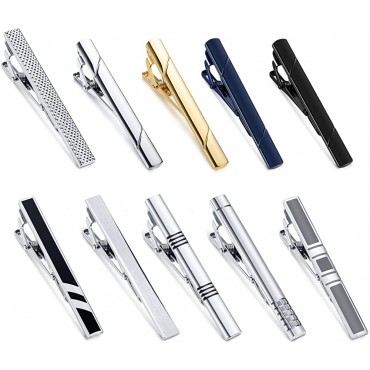 YADOCA Tie Clips Set for Men Tie Bar Clip Black Silver-Tone Gold-Tone for Wedding Business with Gift Box - BU03UENGM