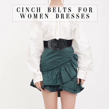 2 Pieces Women Wide Stretchy Cinch Belts Corset Belt Retro Chunky Buckle Belts Wide Waist Belt Waistband for Dresses Coats - BW7ICTXDF