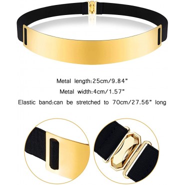 3 Pieces Belts for Women Metal Waist Belt Shiny Adjustable Mirror Waist Belt - BGOQMNZ7G