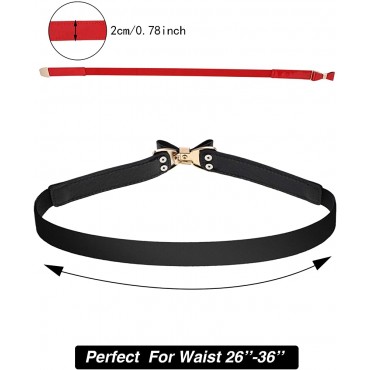 3 Pieces Women Skinny Waist Belt Thin Stretchy Bow Belt for Dress 3 Colors Set 1 - BVZBHDYCG