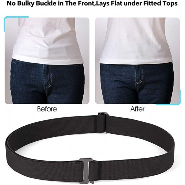 4 Pack Invisible Women Stretch Belt No Show Elastic Web Strap Belt with Flat Buckle for Jeans Pants Dresses - BGK5CPU17