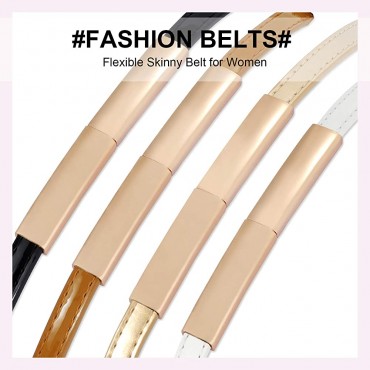 4 Pack Women Skinny Leather Belt Adjustable Fashion Dress Belt Thin Waist Belts for Ladies Girls - BGTHSWS2O