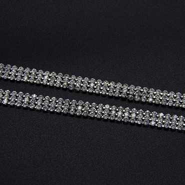 AUEAR Fashion Silver 13 Crystal Waist Buckle Belt Metal Chain Dress Belt Rhinestone Chain for Women Wedding Party Decor - B7U9SLL71