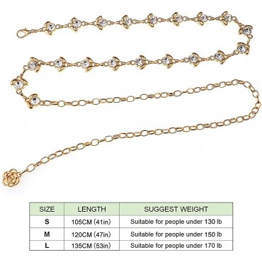 Glamorstar Chain Belt for Women Rhinestone Crystal Waist Belts for Dress Gift - B8XLX0NJ9