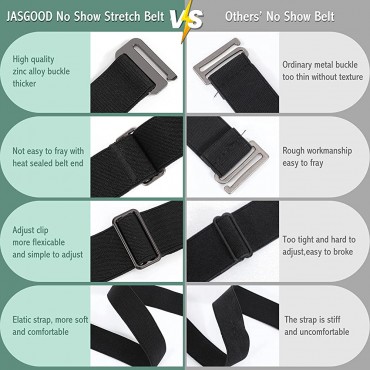 JASGOOD Women No Show Stretch Belt Invisible Elastic Web Strap Belt with Flat Buckle for Jeans Pants Dresses - B857TX49M