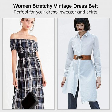 JASGOOD Women Stretchy Belt for Dresses Vintage Elastic Wide Waist Belt - B6W6HH7V1