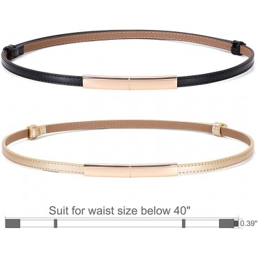 JASGOOD Women's Skinny Patent Leather Belt Adjustable Slim Waist Belt with Gold Buckle for Dress - B21BNBHKY