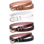 JASGOOD Women's Skinny PU Leather Belt Solid Color Fashion Thin Waist Belt with Gold Buckle for Jeans Pants 1 2 Width - BBZPMOOK0