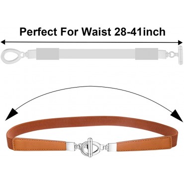 Jovitec 5 Pieces Women Skinny Elastic Waist Belt Retro Stretch Cinch Thin Belt Metal Buckle Style A - BM5W1ANF9
