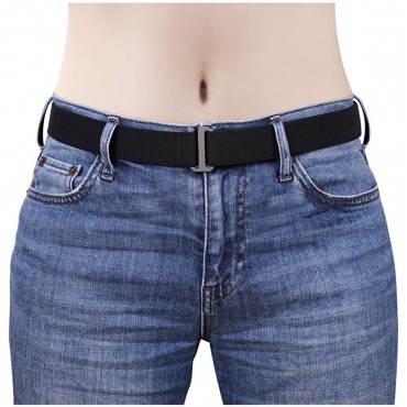 No Show Women Belts SANSTHS Invisible Elastic Stretch Belt with Flat Buckle for Jeans Pants Dresses - B4D2IPSYY