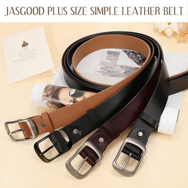 Plus Size Women Leather Belt JASGOOD Black Casual Waist Belt for Jeans Pants with Metal Pin Buckle - B3H06Z0Y3