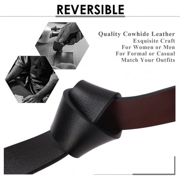 Reversible Leather Belts for Women with Rotated Metal Buckle Black Brown Women Belts - B92YAKBBB