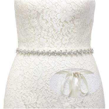 SWEETV Rhinestone Bridal Belt Bridesmaid Sash Crystal Headband Wedding Belt Women Dress Accessories - B7Z3ATT2P