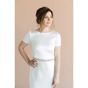 SWEETV Rhinestone Bridal Belt Sash Wedding Dress Belt Crystal Applique for Bridesmaid Gown - B3C3C6XBB