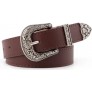 Western-Leather-Belts-Women Vintage Waist-Belts with Hollow Out Flower Buckle - BRNEOYA0Q