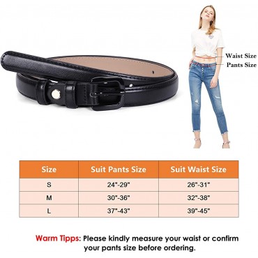 Women Skinny Leather Belt Thin Waist Jeans Belt for Pants in Pin Buckle Belt by WHIPPY - BKGI7CONK
