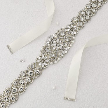 Yanstar Handmade Wedding Belt with Rhinestone Crystal Bridal Belt for Wedding Dress - B8QS0KWWO