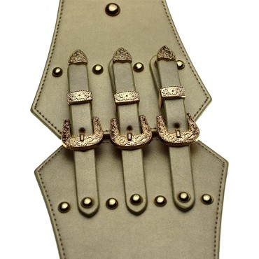 ZIFEIYU Women Vintage imitation leather Elastic Waist Belt Fashion Wide Belts with Gold Metal Buckle by Designer cosplay belt - BKUC4F1LD