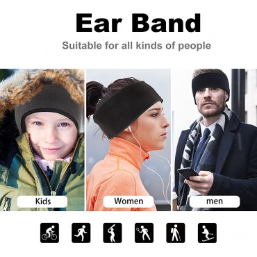 6 Pieces Ear Warmer Headband Adjustable Polar Fleece Ear Muffs Thermal Winter Ear Cover Black for Men Women Outdoor Sports Activities - BTPXE00WY