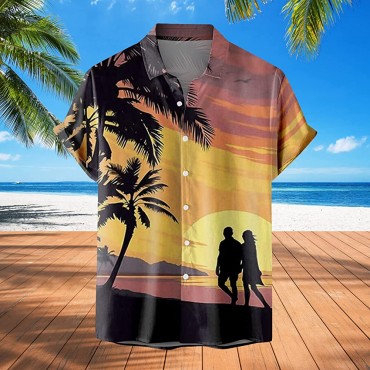 Beach Casual Dad Shirts Men's Shirts Retro Hawaiian Print Shirts Button Down Lapel Holiday Short Sleeve Shirt - BOUJKLXT5