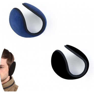 Ear Warmers Earmuffs Winter Soft Earmuffs Covers for Men & Women for Cold Weather Outdoor 2 Pack （Black+Blue） - B3LAO44KM
