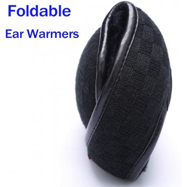 Ear Warmers Foldable for Men Women Fleece Unisex Winter Ear muffs Outdoor Adjustable Knit Earmuffs Black - BGN8ERT5U