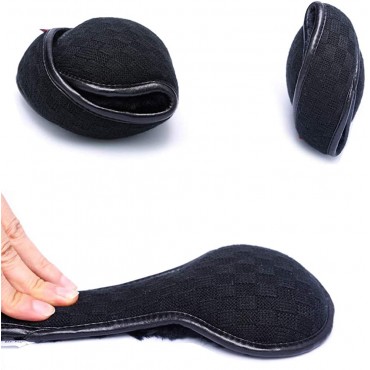Ear Warmers Foldable for Men Women Fleece Unisex Winter Ear muffs Outdoor Adjustable Knit Earmuffs Black - BGN8ERT5U