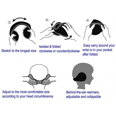 Ear Warmers Waterproof Unisex Adjustable Fleece Earmuffs for Men Women Winter Ear Muffs with Reflective Stripe - BHC1DDHX1