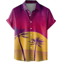 Hawaiian Shirts for Men Casual Button Down Short Sleeve Beach Shirt Suits Lapel Summer Holiday Dress Shirt - BTJI2BPEA