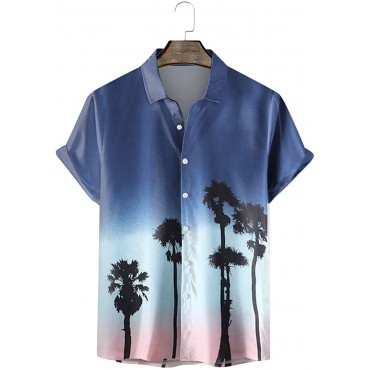 Men's Short Sleeve Hawaiian Shirt Tropical Print Casual Beach Tops Fashion Loose Fit Summer Lapel Top Blouses - BPUALFUHY