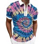 Spring Summer Zipper Collar Shirt Lapel Shirts Men Printed Beach Dress Shirts Tactical Golf Tennis T Shirt - BXZAPTO48