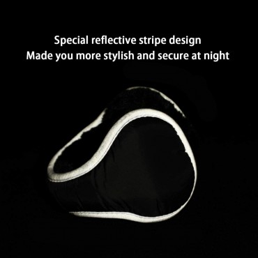 uxcell Winter Outdoor Fleece Earmuff for Women Men Foldable with Reflective Stripe Plush Fuzzy Ear Warmer - BB19QBCHV