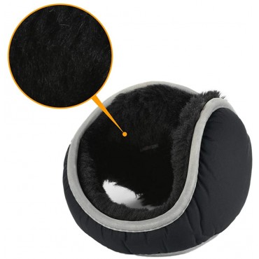 uxcell Winter Outdoor Fleece Earmuff for Women Men Foldable with Reflective Stripe Plush Fuzzy Ear Warmer - BB19QBCHV
