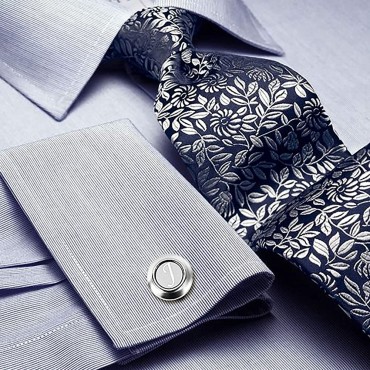 AMITER Mens Classic Cufflinks Tie Clip Cufflinks and Tie Clip Set for Men Silver Initials A-Z Formal Business Wedding Tuxedo Shirts - BYOWDZVDG