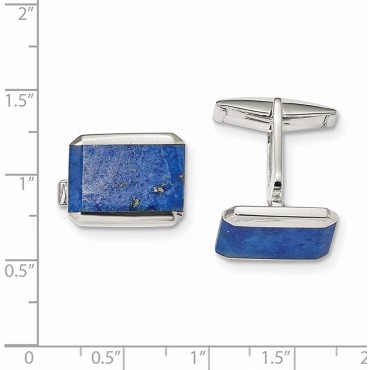 FB Jewels Solid 925 Sterling Silver Rectangle Lapis Cuff Links - BDV6TWMJL