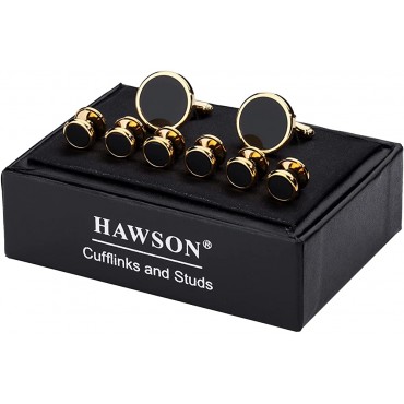 HAWSON Fashion Mother-of-Pearl Tuxedo Shirt Button and Cufflink Set Specially Designed for Wedding Business - BMHFKZ389