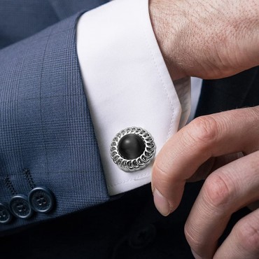 HAWSON Fashion Mother-of-Pearl Tuxedo Shirt Button and Cufflink Set Specially Designed for Wedding Business - BX54FYCLT