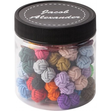 Jacob Alexander Gift Jar 25 Pairs Solid Color Silk Knot Cufflinks Bulk Collection - BB3SAXHJU