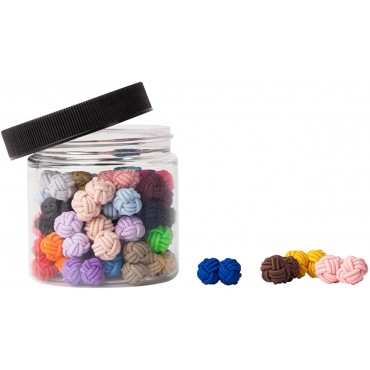 Jacob Alexander Gift Jar 25 Pairs Solid Color Silk Knot Cufflinks Bulk Collection - BB3SAXHJU