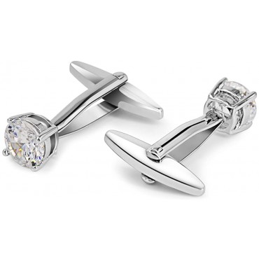 Mr.Van Swarovski White Crystal Cufflinks Glimmering Diamond Color Cuff Links Set for Wedding Party - B2V70NHLT