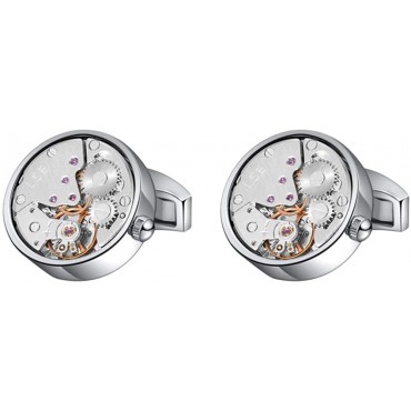 Mr.Van Watch Movement Cufflinks Silver Vintage Steampunk for Men's Father's Day Deluxe Gift - BEPGKRQXW