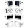 ORAZIO 4 Pairs Cufflinks for Men Cufflinks Set for Groomsman Tuxedo Wedding Silver Tone - BBNIVN0T1