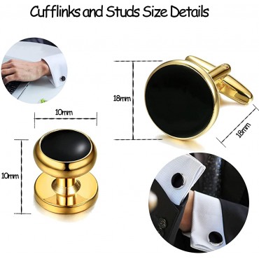 ORAZIO Mens Classic Cufflinks and Studs Set for Tuxedo Formal Kit Business or Wedding Shirts - BR7XH5FOX