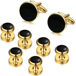 ORAZIO Mens Classic Cufflinks and Studs Set for Tuxedo Formal Kit Business or Wedding Shirts - B8ZS48T6L