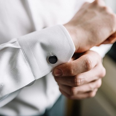 RnBLM JEWELRY 16 Pcs Cufflinks and Studs Set for Men Classic Tuxedo Shirt Cufflinks & Shirt Accessories Black&Silver Match for Business Wedding Formal Suit - BKHMDIWEN