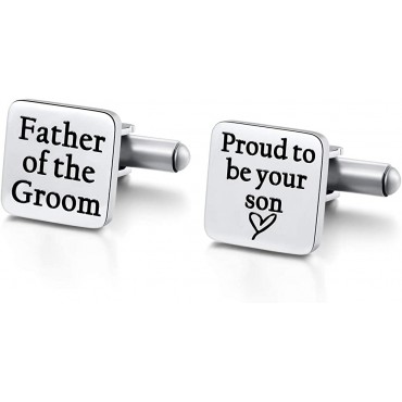 Ukodnus Father of The Groom Cufflinks Father of The Groom Gift from Son for Wedding Proud to be Your Son Cuff Links - BONX90VDJ