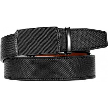 Belt Men CHAOREN Ratchet Belt Dress with 1 3 8 Genuine Leather Jeans Belt with Easier Slide Buckle Adjustable Trim to Fit - B9V6OHWP2