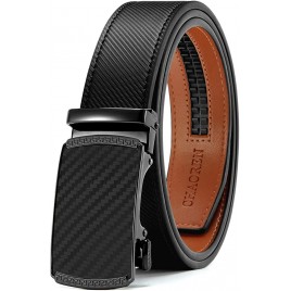 Belt Men CHAOREN Ratchet Belt Dress with 1 3 8 Genuine Leather Jeans Belt with Easier Slide Buckle Adjustable Trim to Fit - B9V6OHWP2