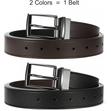 Boys Belt, CHAOREN Kids Belts for Boys Reversible Leather Belt 1.25, Adjustable Trim to Fit - BAGO3RG9X
